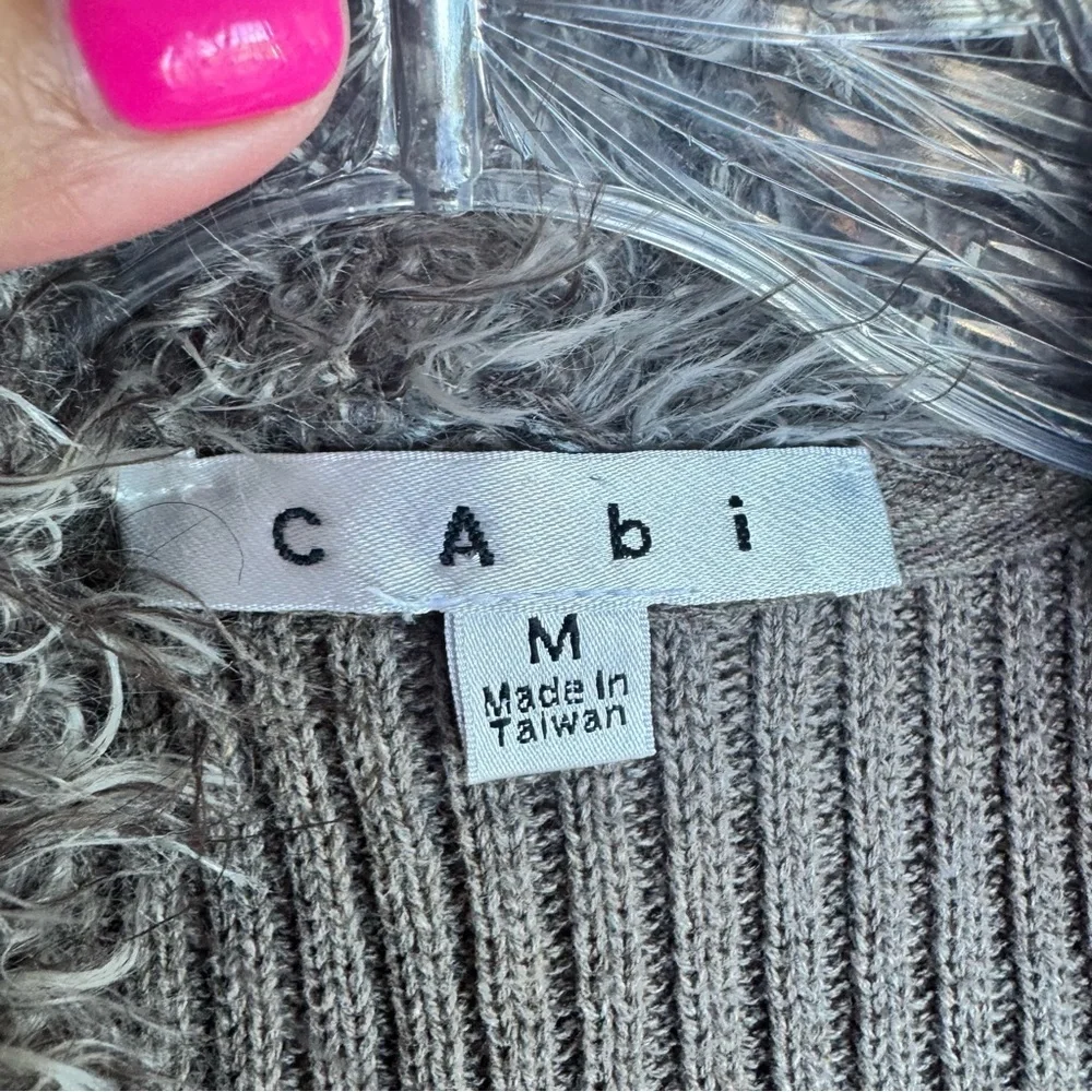 CABI Faux Fur Alpaca Mohair Ribbed Knit Back Drape Sweater Vest Size M #180‎